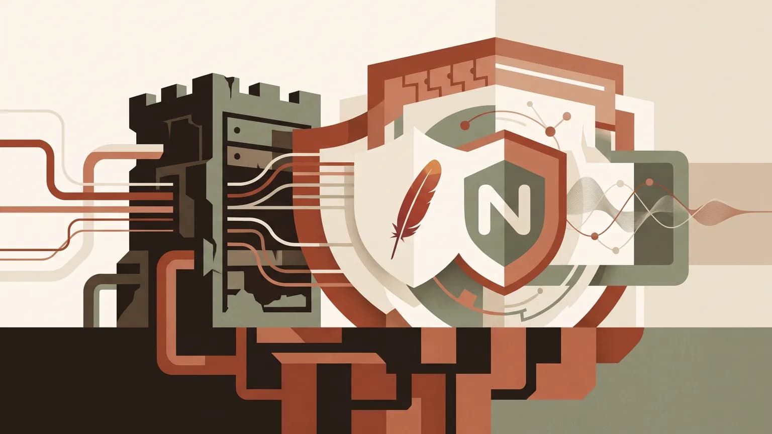 Abstraktes Titelbild zum Thema Security Hardening für Legacy-Webserver: Apache und Nginx sicher konfigurieren (KI-generiert)