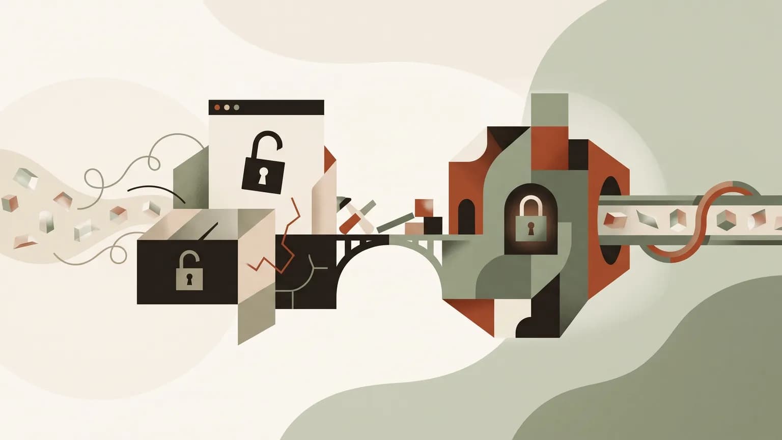 Abstraktes Titelbild zum Thema HTTPS und SSL: Warum alte Websites oft noch unsicher übertragen (KI-generiert)