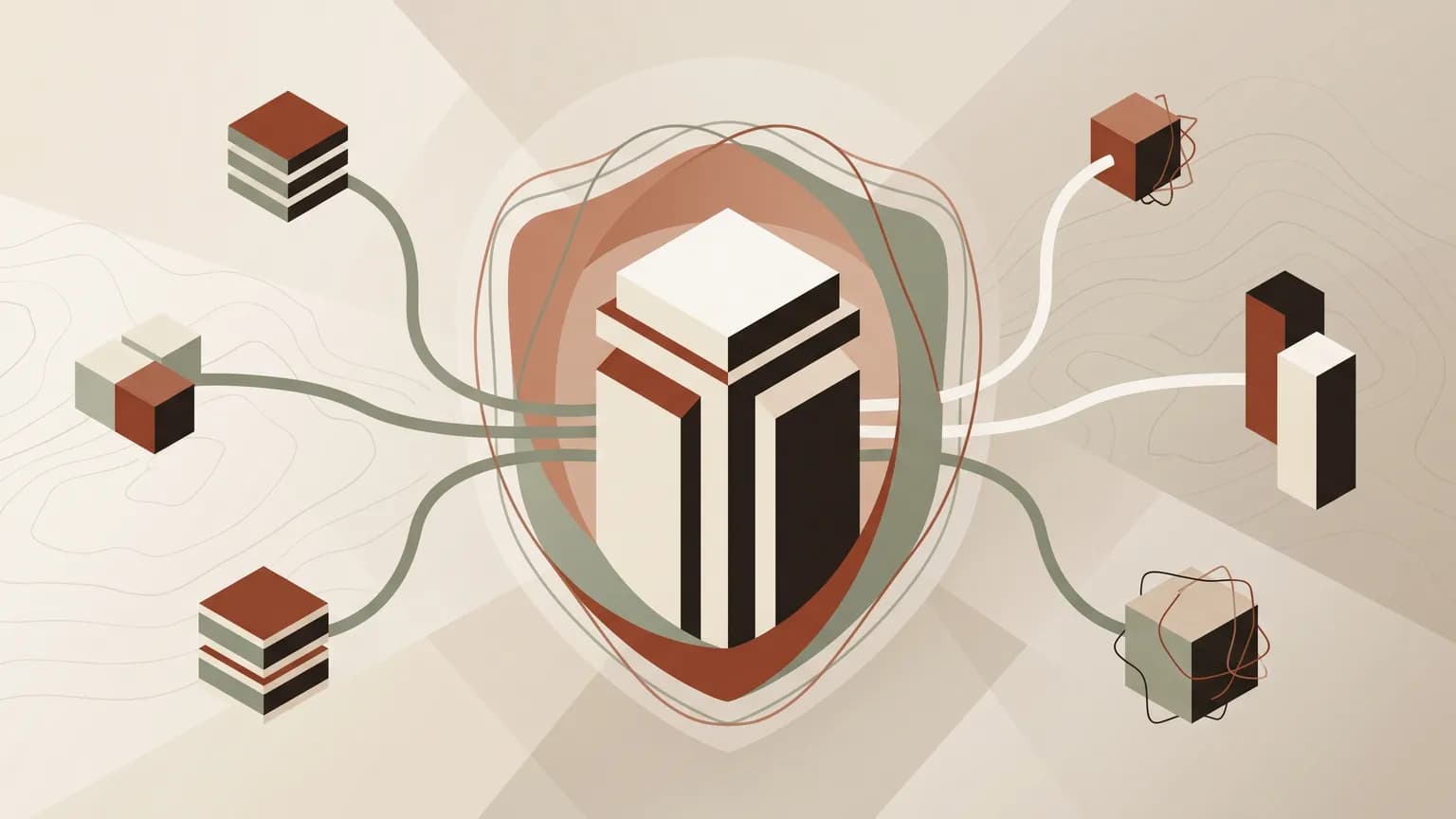 Abstraktes Titelbild zum Thema Was ist ein Managed Server? Einfach erklärt für Entscheider (KI-generiert)